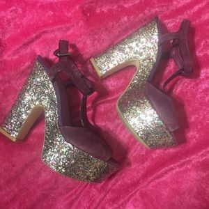 ALDO stripper platform hippy glitter chunky heels